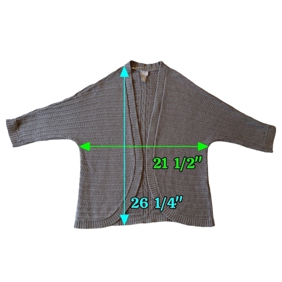 Chico's Brown Open Knit 3/4 Dolman Sleeve Open Front Cocoon Cardigan Boho - Picture 3 of 8